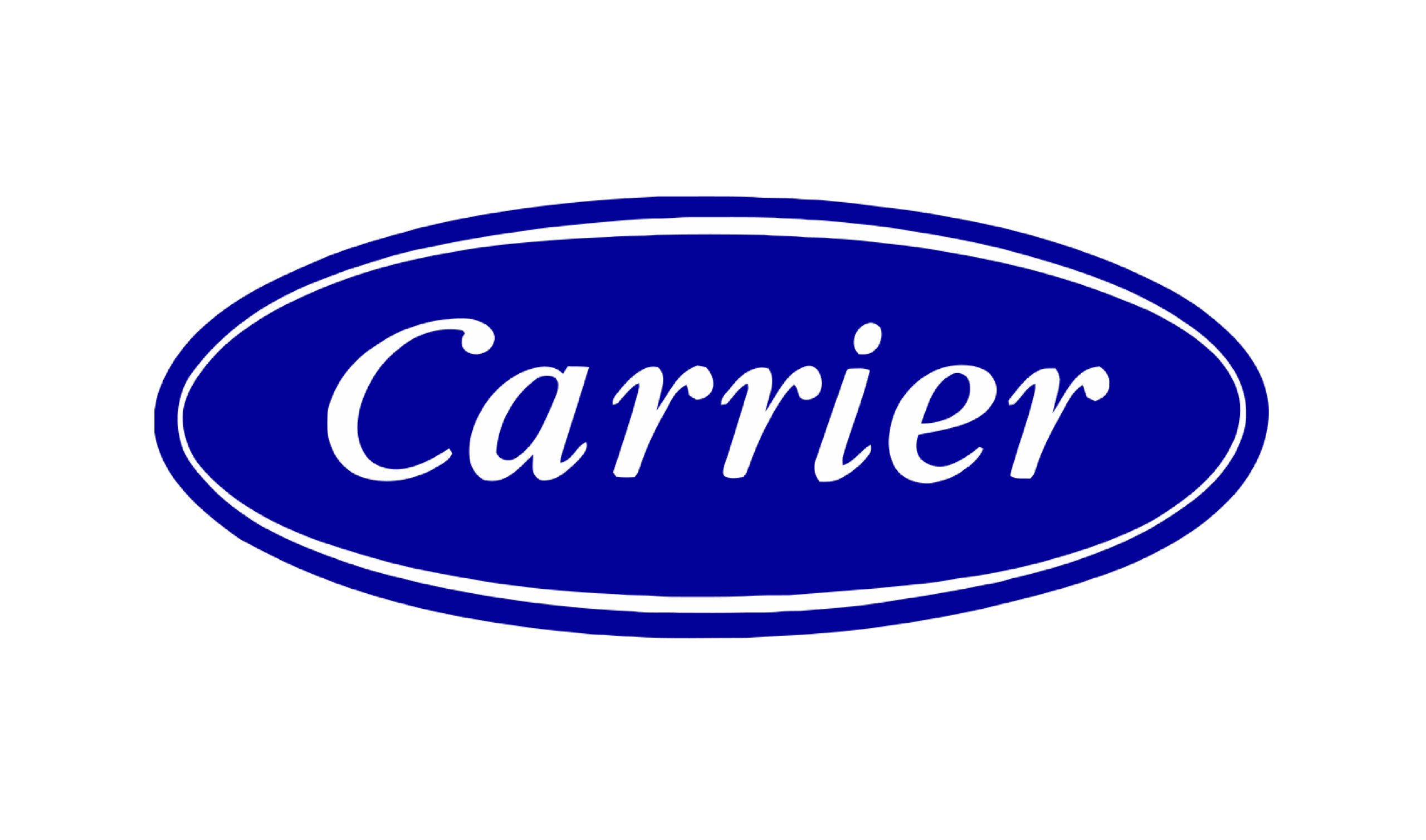 A blue oval with white cursive text reading 'Carrier' on a white background.