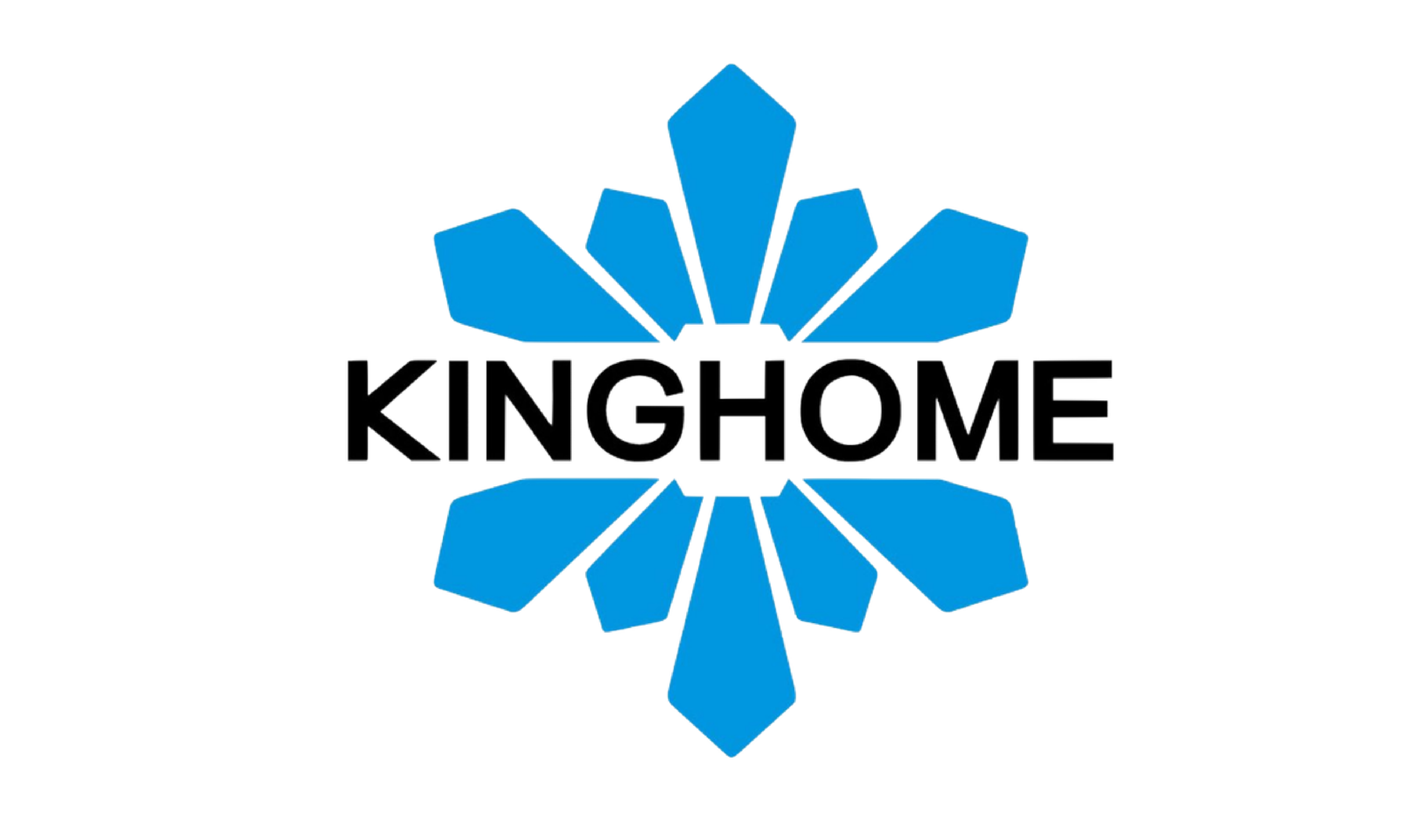 A blue starburst logo with the text 'KINGHOME' centered below it.