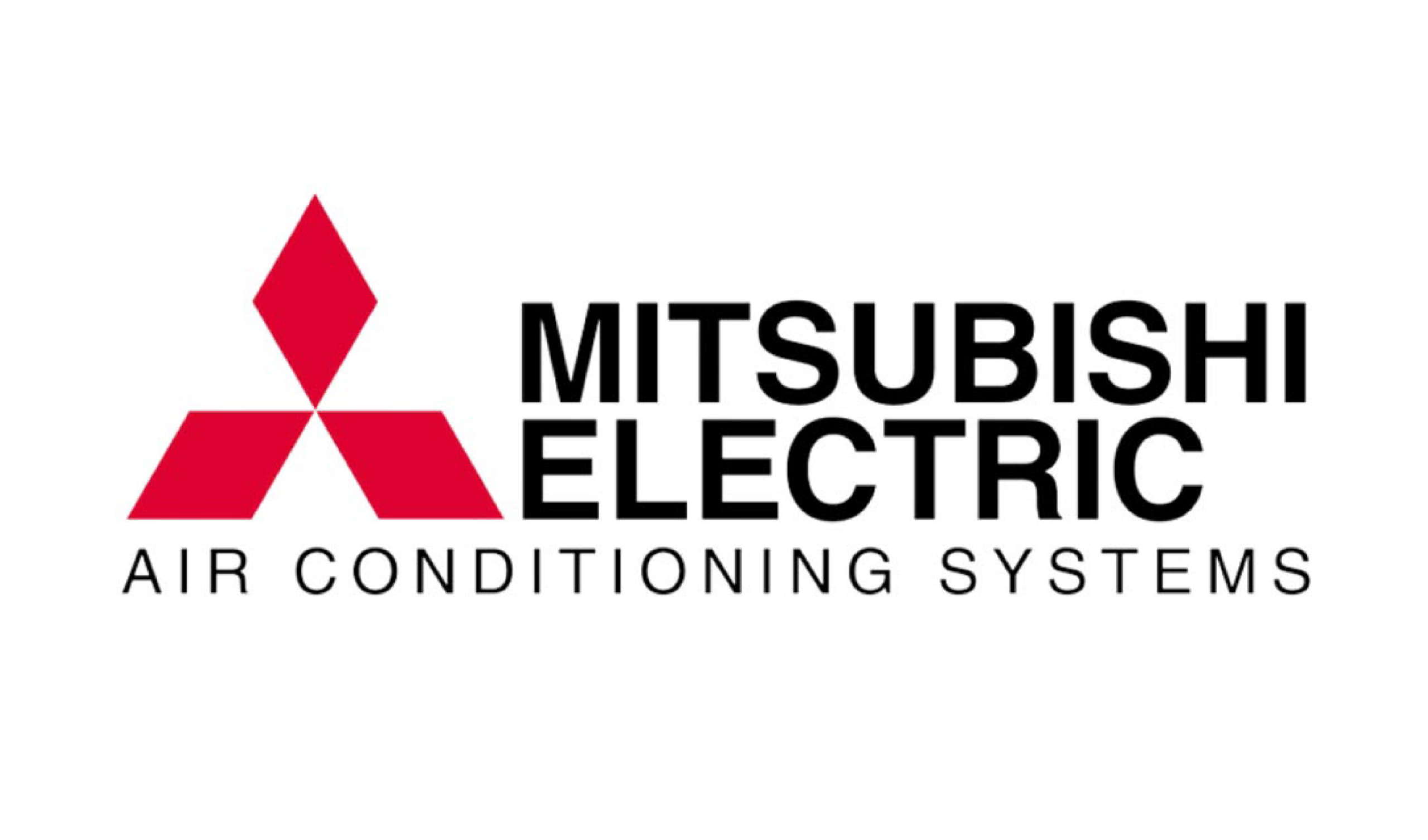 The Mitsubishi Electric logo with red diamond emblem and text indicating air conditioning systems.