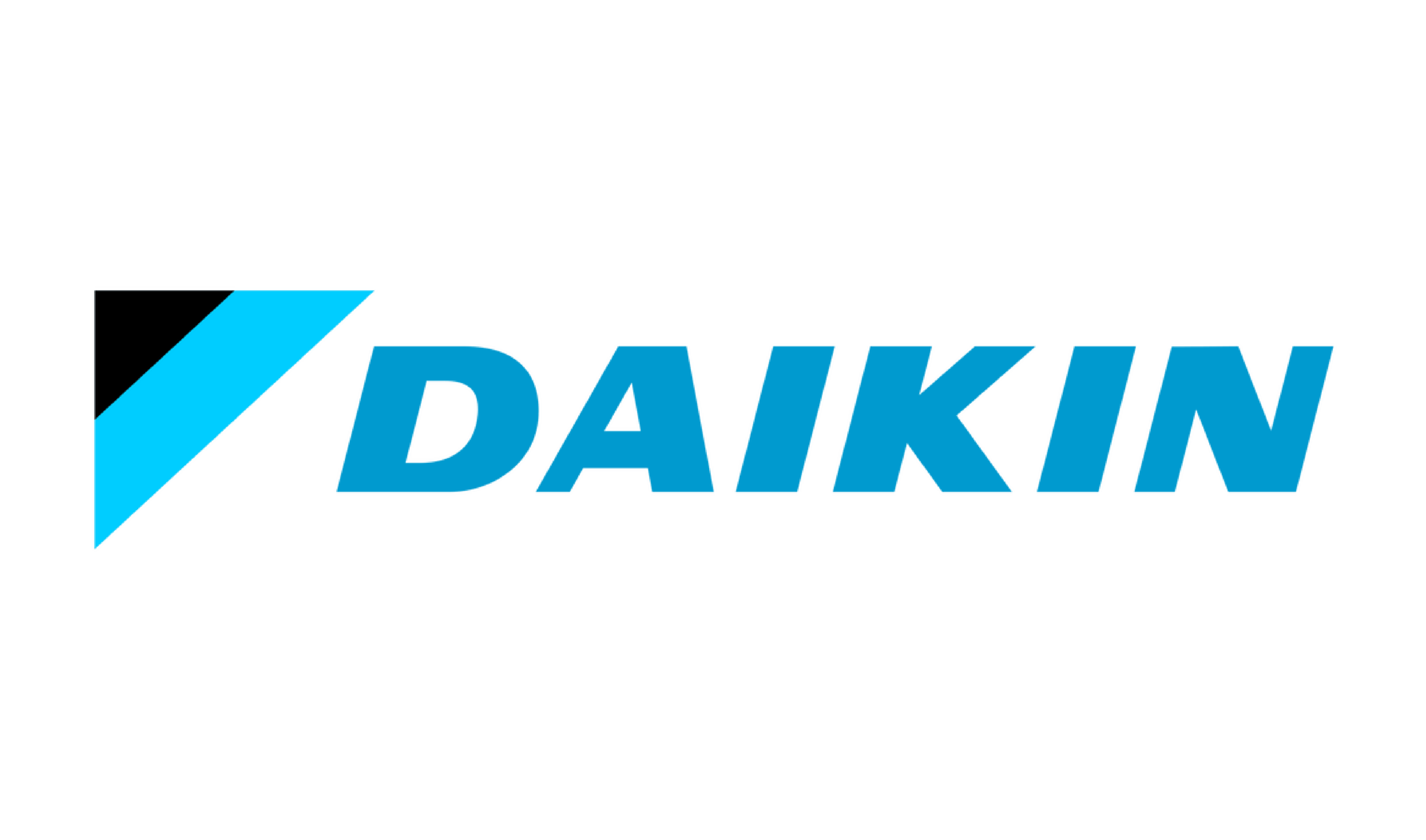 The Daikin logo features a stylized blue and black geometric shape next to the brand name in bold blue letters.