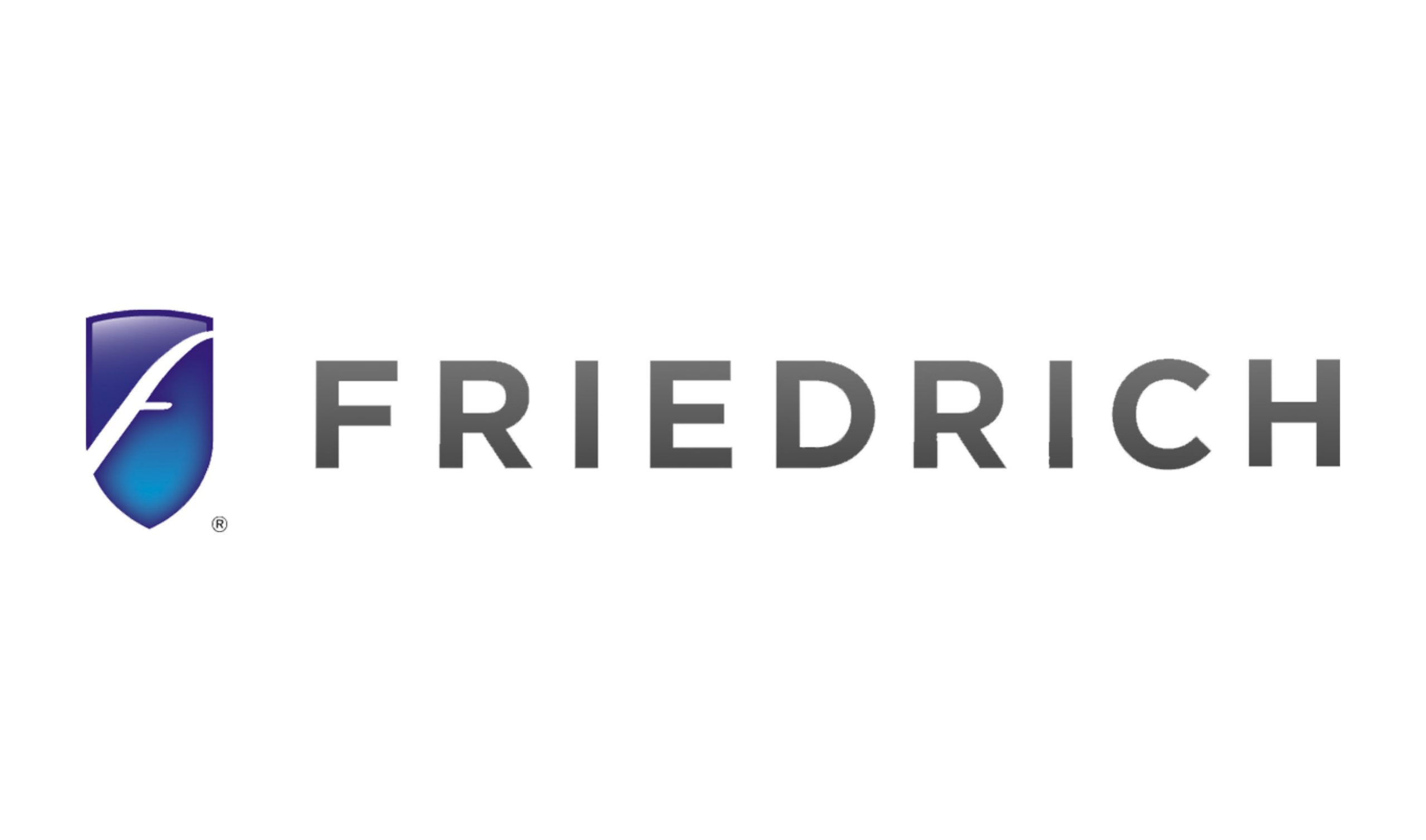 A blue shield logo with a white 'F' next to the word 'FRIEDRICH' in gray sans-serif font.
